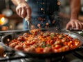 cooking meatballs in tomato sauce Royalty Free Stock Photo