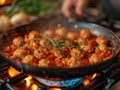 cooking meatballs in tomato sauce Royalty Free Stock Photo