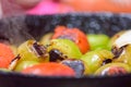 Cooking Mexican green sauce, salsa verde, flat lay Royalty Free Stock Photo