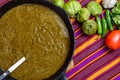 Cooking Mexican green sauce, salsa verde, flat lay Royalty Free Stock Photo