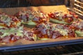 Cooking mini pizzas in an electric oven Royalty Free Stock Photo