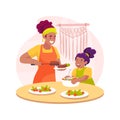 Cooking with mom isolated cartoon vector illustration.