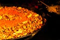 Cooking mussels on the grill in a sauce with vegetables Royalty Free Stock Photo