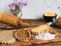 Cooking a national dish - Karelian pies. A traditional dish of Karelia and Finland from rye flour with different fillings. On the