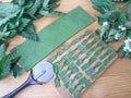 Cooking nettles green farfalle pasta Royalty Free Stock Photo