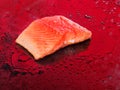 Cooking norwegian salmon filet hot plate Royalty Free Stock Photo