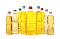 Cooking oil in different bottles isolated