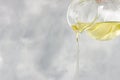 Cooking oil pouring from bottle, Sunflower seed oil, Kitchen preparing Royalty Free Stock Photo