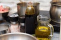 Cooking Oil and Seasonings in Kitchen Setting Royalty Free Stock Photo