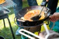 Cooking Omelet in pan Royalty Free Stock Photo