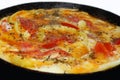 Cooking omelette in frying pan Royalty Free Stock Photo
