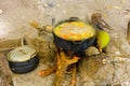 Cooking on an open fire in the tropics Royalty Free Stock Photo