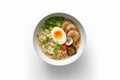 white soup japanese meal bowl background asian fresh noodle ramen food. Generative AI.