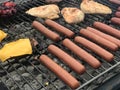 Cooking on an outdoor grill Royalty Free Stock Photo