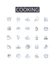 Cooking line icons collection. Culinary, Preparing, Baking, Roasting, Barbecuing, Sauteing, Grilling vector and linear