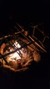 Cooking over a fire at night