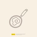 cooking pan doodle icon for cooking concept. stroke line sign symbol vector illustration Royalty Free Stock Photo