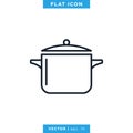 Cooking Pan Icon Vector Design Template. Editable Stroke. Royalty Free Stock Photo