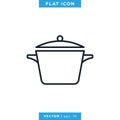 Cooking Pan Icon Vector Design Template. Editable Stroke. Royalty Free Stock Photo