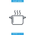 Cooking Pan Icon Vector Design Template. Editable Stroke. Royalty Free Stock Photo