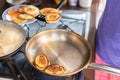 Cooking pancakes close-up