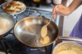 Cooking pancakes close-up