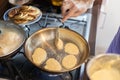 Cooking pancakes close-up