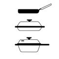 Cooking Pans Vector Collection - Grill Pan, Braiser, Deep Skillet