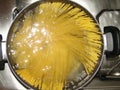 Cooking pasta boiling water in saucepan Sao Paulo Brazil Royalty Free Stock Photo