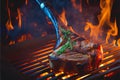 Cooking the perfect steak on a flaming BBQ