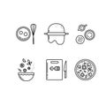 Cooking pizza line icons set