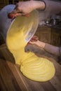 Cooking polenta, typical, traditional, Italian food