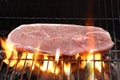 Cooking pork leg center steak Shallow DOF