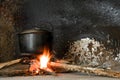 Cooking Pot On An Open Fire Royalty Free Stock Photo