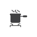 Cooking pot on stove vector icon