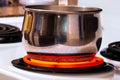 Cooking Pot On Top of Hot Stove Top Burner Royalty Free Stock Photo