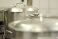 Cooking pots in a commercial kitchen Royalty Free Stock Photo