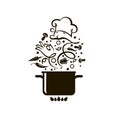 Cooking process on pan Royalty Free Stock Photo