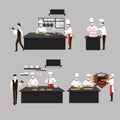 Cooking process in restaurant kitchen