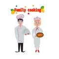 Cooking, profession, vegetarian diet and people concept - happy chef couple or cooks. Food for all family,