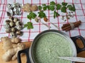 Cooking qoutweed ginger green cake, organic food