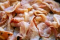 Cooking Raw bacon Royalty Free Stock Photo