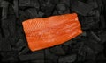 Cooking raw salmon fish fillet on charcoal Royalty Free Stock Photo