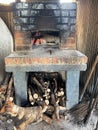 Cooking real pizza in a brick oven Royalty Free Stock Photo