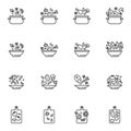 Cooking recipes line icons set