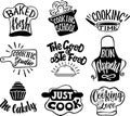 Cooking related typography set. Lettering, calligraphy vector illustration Royalty Free Stock Photo