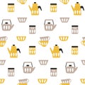 Cooking repetitive background for kitchen. Vector seamless coffee and tea pattern