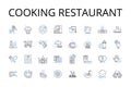 Cooking restaurant line icons collection. Culinary business, Food establishment, Gastronomic enterprise, Dining