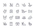 Cooking rice icons set vector