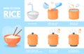 Cooking rice porridge. Preparing process steps instruction, cook breakfast lunch dinner recipe, boiling hot water in pan